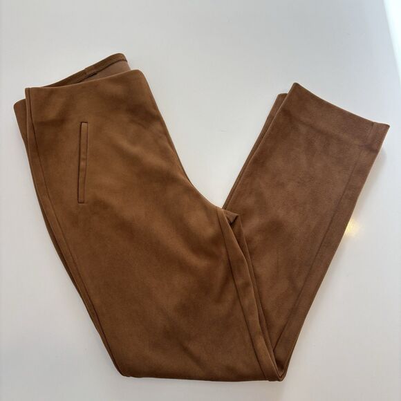 Chico’s Faux Suede Juliet Slim Ankle Pants Burnt Sienna Classic Boho Chic Slim - Picture 2 of 10